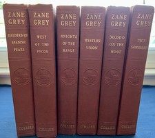 6 Zane Grey Vintage Hardcover Orange Books Set Collier & Sons 1930s Western Lot picture