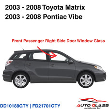 Fits 03-08 Pontiac Vibe/ Toyota Matrix Passenger Right Front Door Window Glass picture