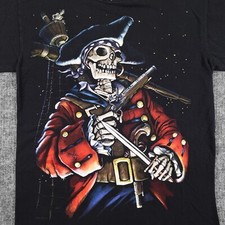 Vintage Liquid Blue T-Shirt Adult Medium Black Dead Skeleton Pirate Y2K 2000's picture
