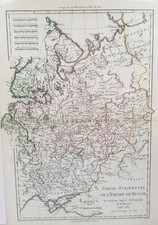 European Russia 1781 Rigobert Bonne Original Hand Colored Antique Map Matted picture