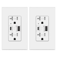 4.8A USB C Outlet High Speed,24W 20 Amp,White, 125 V Tamper-Resistant ,2 Pack picture