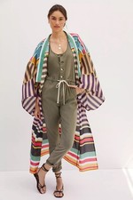 Anthropologie Conditions Apply Striped Cover Up Maxi Kimono Duster OS Boho picture