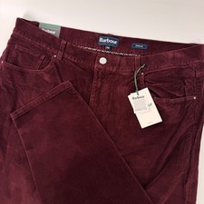 Barbour Corduroy Trousers Mens 40R Dark Merlot Washed Stretch Twill Regular Fit picture