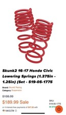 NEW Skunk2 519-05-1585 Lowering Spring for Honda Civic picture