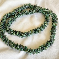 Vintage Braided Raw Polished Green Nephrite Jade Necklace 92.6 gr 26