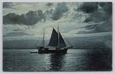 1908 Newport Oregon Sailboat Postcard RPPC Antique Nautical Scene picture