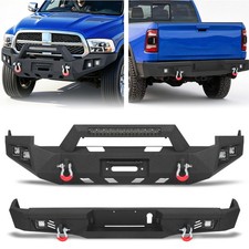 Steel Front/Rear Bumper W/LED Lights D-rings Sensor Holes For 2009-2012 Ram 1500 picture