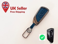 UK Stock-Alloy Navy Leather Remote Key Case Cover VW Golf MK8 ID 3 4 Buzz Cupra picture