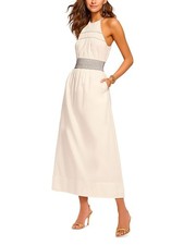 Ramy Brook Melanie Midi Smocked Dress Women's M White/Black Hook & Eye Closure picture