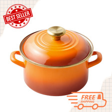 [FASH SALE] Le Creuset 4-Qt Enameled Steel Stockpot Persimmon Gold NEW picture
