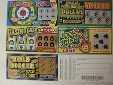 5 PHONY FAKE SCRATCH OFF ALL WINNING LOTTERY TICKETS GAG GIFT JOKE PRANK WINNER picture