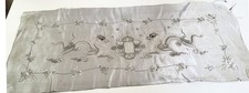 1920s/30s Chinese Heavily Hand Embroidered Silver Silk Satin Panel  ZZ589 picture