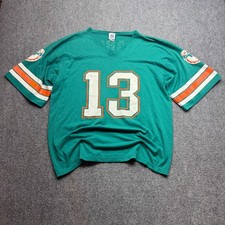 Vintage Logo 7 Miami Dolphins Dan Marino 13 Jersey Shirt Teal Green Mens Large picture