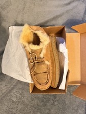 L.L.Bean Wicked Good Lodge Chukka Slippers Mens 12 Brown Suede Shearling NEW picture