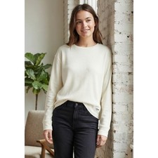 Aeropostale Waffle Knit Long Sleeve Thermal Top Women's Small Cream Cotton NWT picture