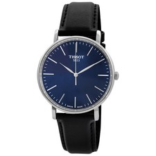 Tissot Men's Everytime Sapphire Quartz Date Leather Watch - T1434101604100 NEW picture