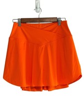 Halara SoftlyZero Airy Crossover High Waist Athletic Skort Skirt Shorts Orange L picture
