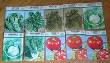 Vintage 1977 Vegetable Seeds 10 Packs Lot 2 Tomato Lettuce Chard Cabbage picture