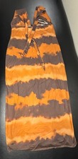Boho Tie Dye Halter Maxi Dress Women's Small Yellow Orange Smocked Open Back picture