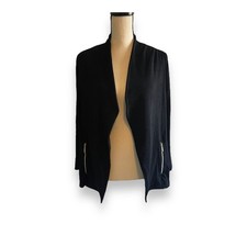 Chicos Travelers Moto Jacket Black Open Front Cardigan Size XL (3) NWT picture