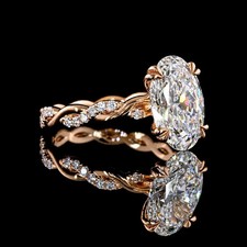 6.30 Ct Certified VVS-E-F-Oval White Diamond Ring-Great luster-PROMO-FREE Studs picture