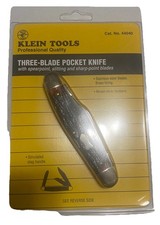 Vintage 1990 Klein Tools Chicago  Stainless 3 Blade 44040 Stockman USA Sealed picture
