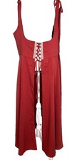 Scarlet Darkness Lace-Up Maxi Dress Medieval Cottagecore Rust Red 2XL NWT picture