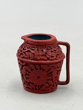 Antique Republic Period Chinese Cinnabar Lacquer Carved Small Water Dropper Ewer picture