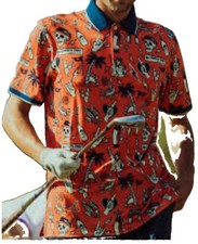 DEVEREUX + MICHELOBE Ultra Golf Polo-Halloween Orange-Skull Graphics-Sz S-NWT picture
