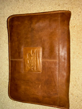Rawlings Brown Leather Zip Briefcase/Document Case w/ Pockets Brass Hardware picture