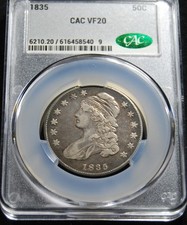 1835 Capped Bust Half Dollar - CAC VF 20 picture