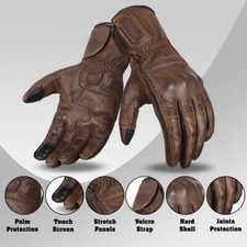 Genuine Leather Motorcycle Gloves With Touch Screen Material on Index Finger picture
