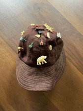 Vintage Cracker Jack Charm Hat Brown Wool 17 Charms 1 Pin picture
