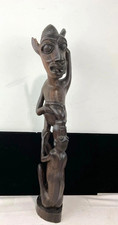 Vintage African Wood Hand Carved Makonde Tribal Art Statue Sculpture 20