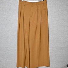 Madewell Pleated Wide Leg Trousers Women 4 Camel Wool Blend NS277 picture