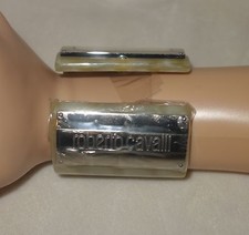 ROBERTO CAVALLI Green Resin Silver Tone Accent Wide Cuff Bracelet Watch NEW picture