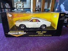 ERTL/ AMERICAN MUSCLE 1968 AMC AMX  WHITE BLACK STRIP 1/18 DIECAST NEW FROM 2000 picture