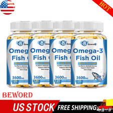 3x Strength EPA & DHA Omega 3 Fish Oil 3600mg, Highest Potency, 4 × 120 Softgels picture