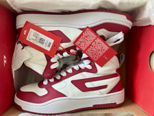 Diesel S-Ukiyo V2 Mid Men's Mid Top Lace-Up Sneakers White/Red Rubber picture