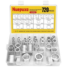 720PCS Crush Washer Oil Drain Plug,18 Sizes Aluminum Oil Drain Plug Gasket Assor picture