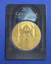 2026 Germania 5 Mark 1/200 oz .9999 Gold BU 45mm Coin Limited Mintage 5,000 picture