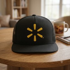 Walmart Spark Logo Black Mesh Trucker Hat Snapback Cap Tonal 2D Embroidered picture