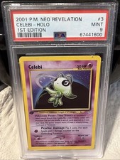 2001 POKEMON NEO REVELATION CELEBI #3/64 1ST EDITION RARE HOLO FOIL PSA 9 MINT picture
