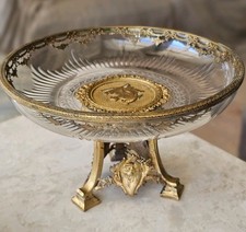 Antique 19th Century French Gilt Bronze Ormolu Crystal Tazza Signed Mauroy picture