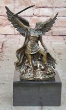 Solid Bronze Vintage Archangel Saint St Michael Statue Hot Cast Sculpture Decor picture