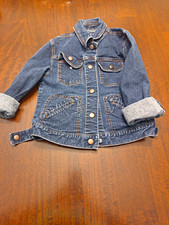 GAP Kids Blue Denim Jacket Size 7 Button Front Long Sleeve Solid Casual picture