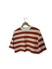 Cos High Line Relaxed Boxy Ultra Cropped orange striped T-Shirt Size Small picture