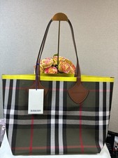 Burberry Large Giant IP Loch Check Canvas Tote w/ Yellow Trim - NWT $2050 Retail picture
