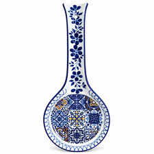 Hand-Painted Portuguese Ceramic Spoon Rest – Mixed Azulejo Design, 10
