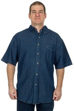 Brand New Jaguar Men's Denim Short Sleeve Button Up Shirt Dark Blue  X-Large picture